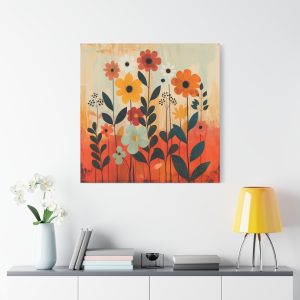 Midcentury Modern Floral print on Matte Canvas, Stretched, 1.25"